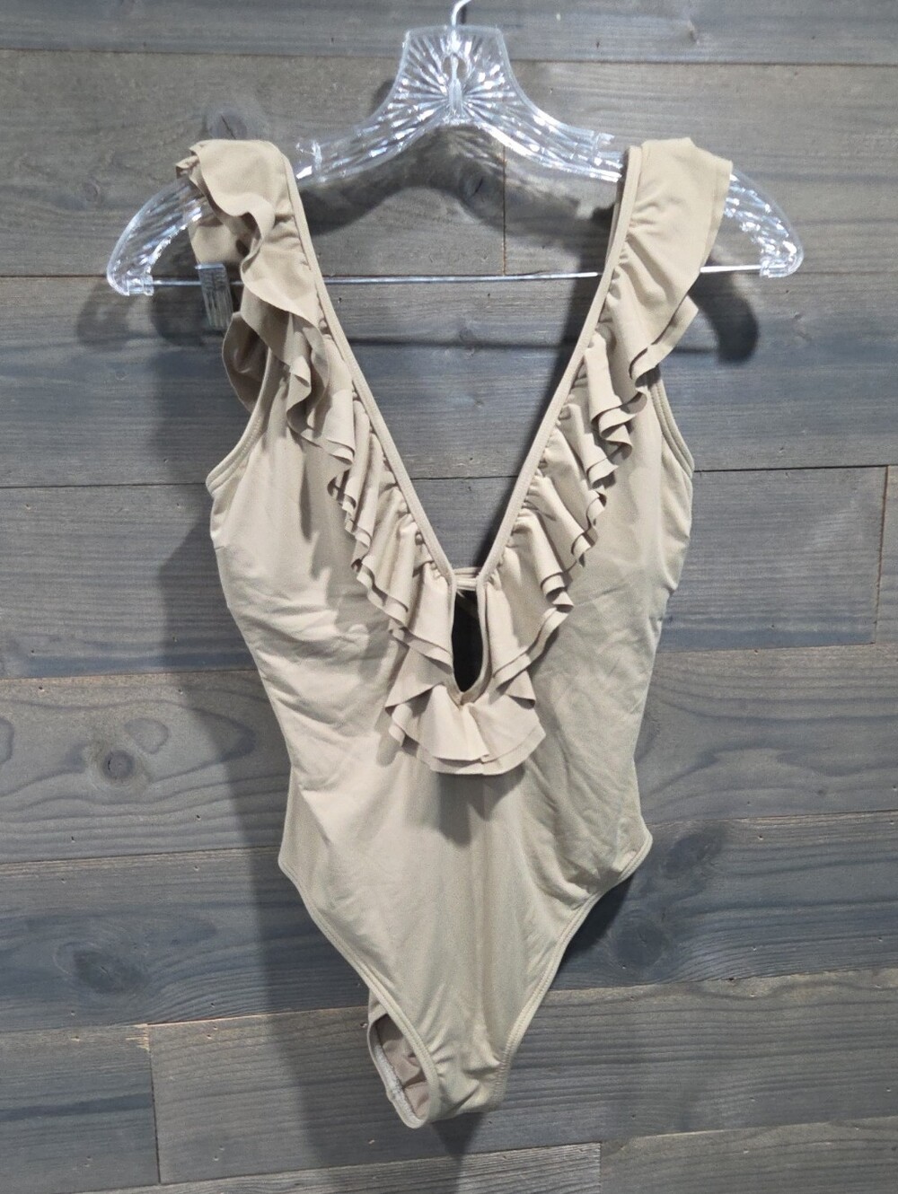MICHAEL Michael Kors Cream Ruffle One-Piece Swimsuit